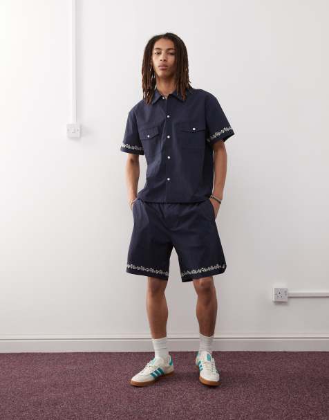 Prohibited western seersucker shorts co-ord in navy - view 1