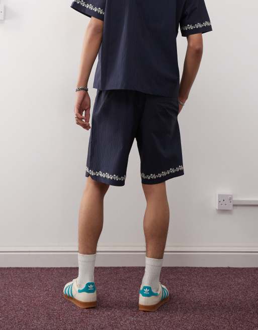 Prohibited western seersucker shorts co-ord in navy, 4 of 5