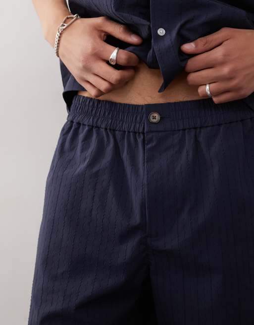 Prohibited western seersucker shorts co-ord in navy, 5 of 5