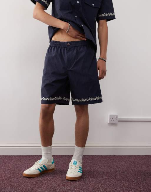 Prohibited western seersucker shorts in navy part of a set ASOS
