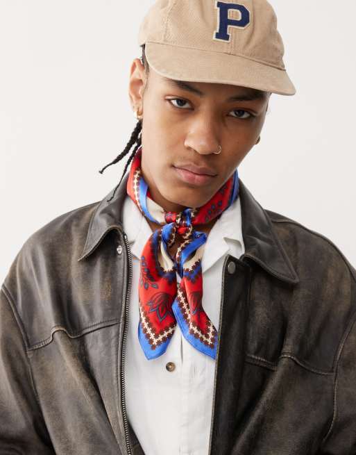 Prohibited x ASOS exclusive contrast floral printed neck satin scarf in red, 3 of 4