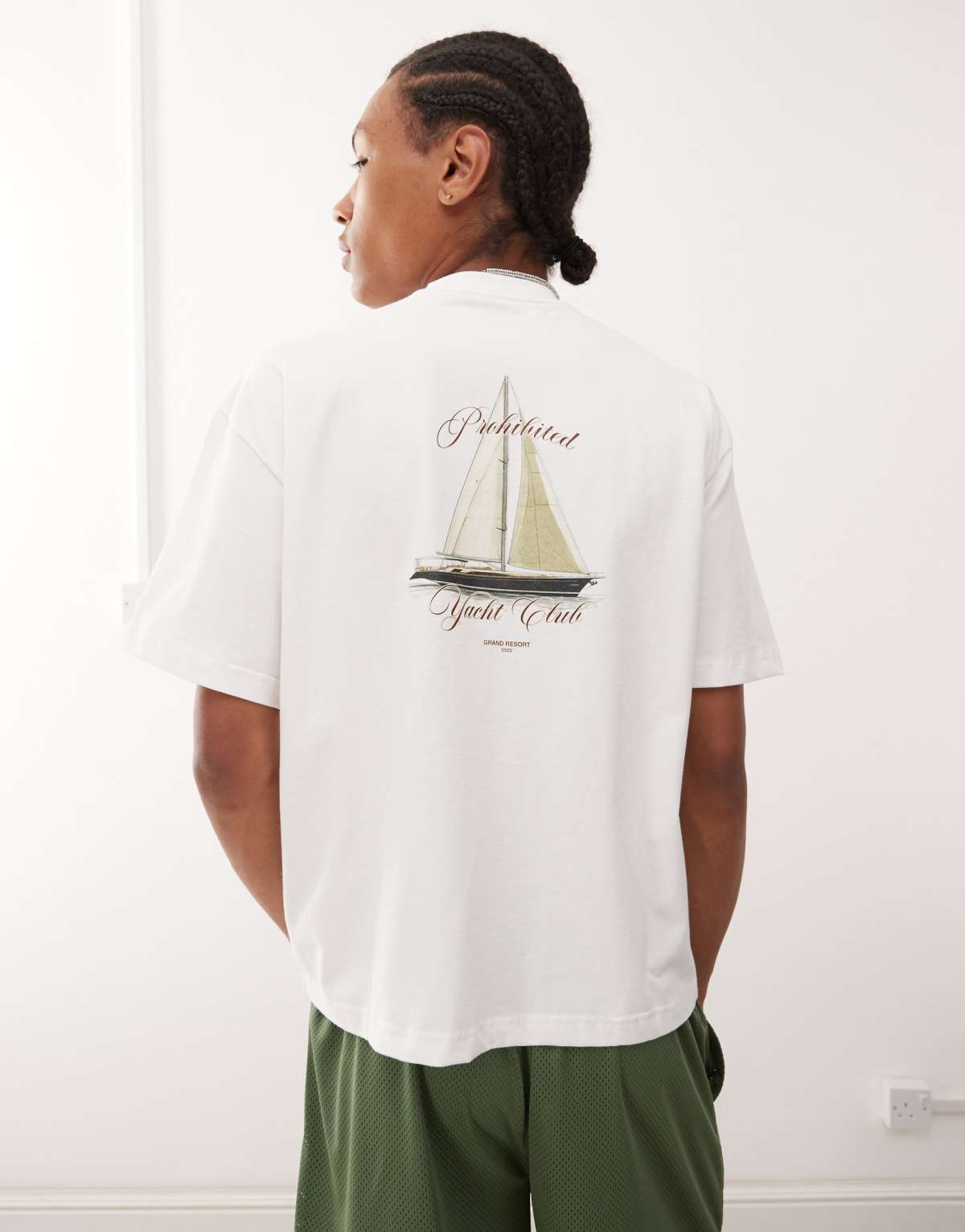 Prohibited yacht graphic t-shirt in off white