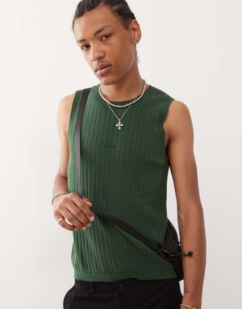 Prohibited knitted tank top in green