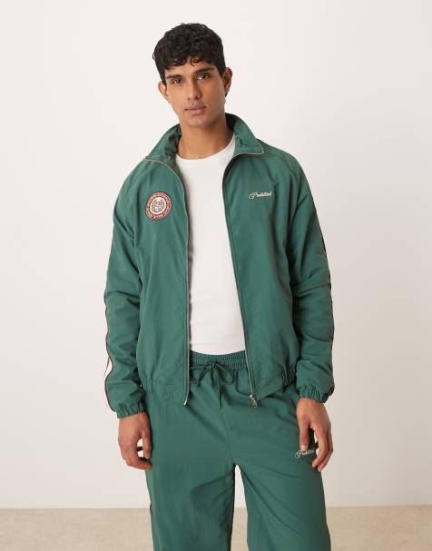 Prohibited zip through track jacket co-ord in green - view 1