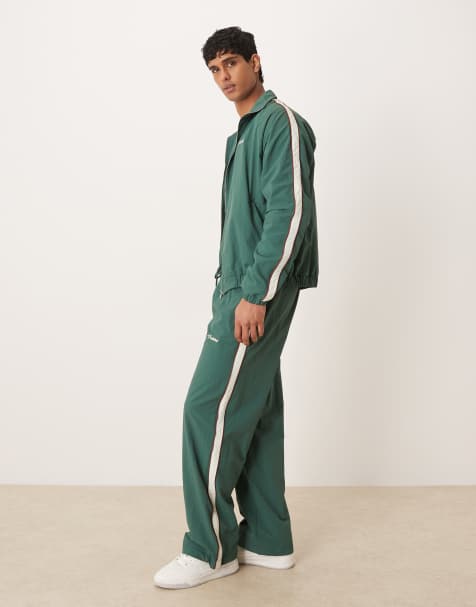 Prohibited zip through track jacket & track pant co-ord in green - view 1