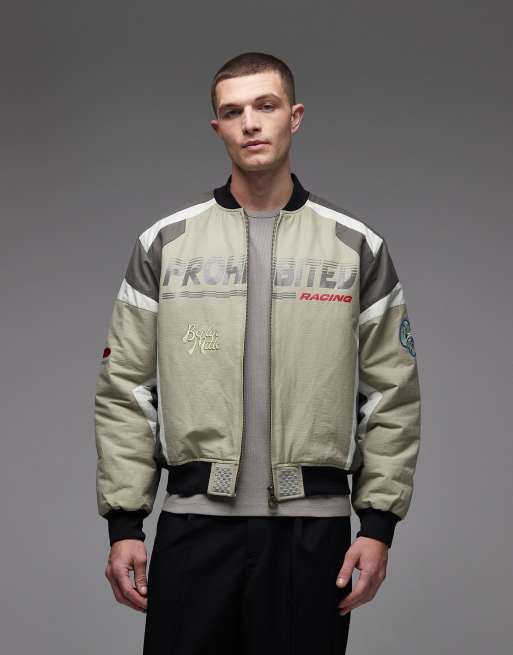 Prohibited zip up racing jacket in green, 3 of 5