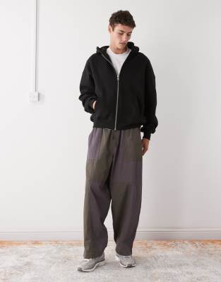 Prohibited Zip Up Tonal Logo Hoodie In Black