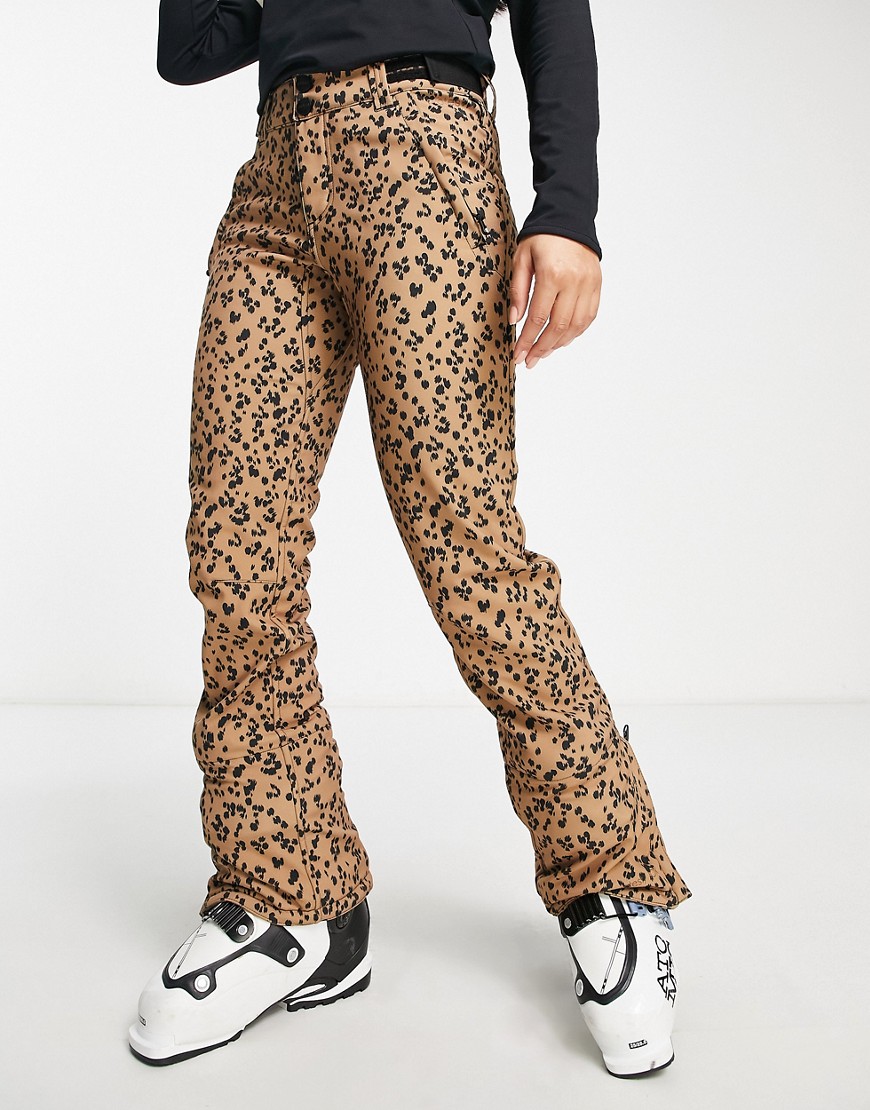 Angle softshell ski pants in brown leopard print