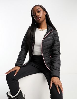 Protest Clover ski puffer jacket in black with pink detail - ASOS Price Checker