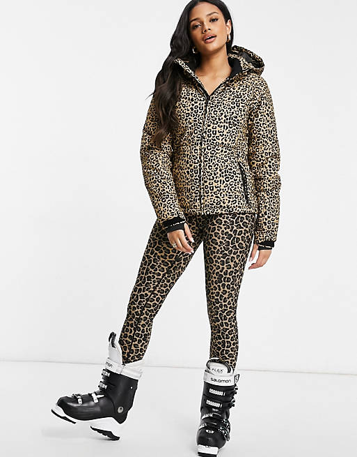 Asos Women Sport & Swimwear Skiwear Ski Suits Dallas ski jacket in leopard print 