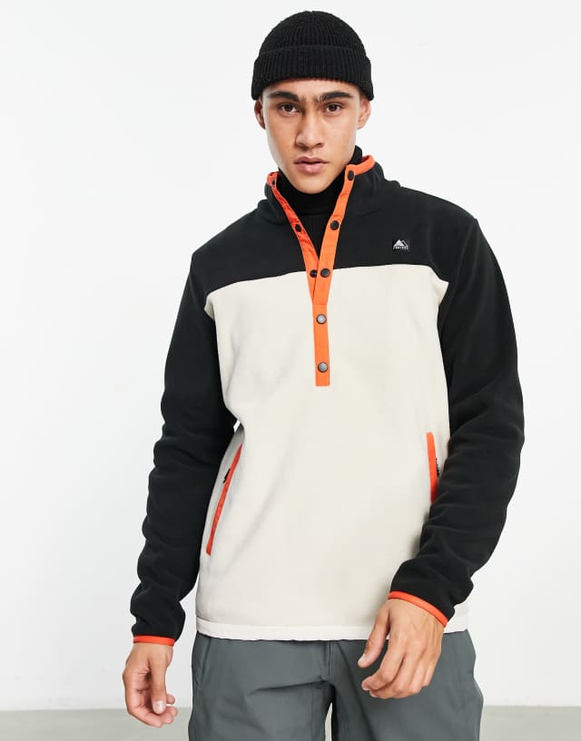 Protest Hanford 1/4 zip top in cream black orange color block