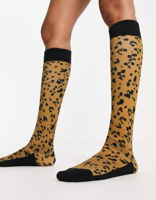 Protest Kahili active snow socks in brown leopard print
