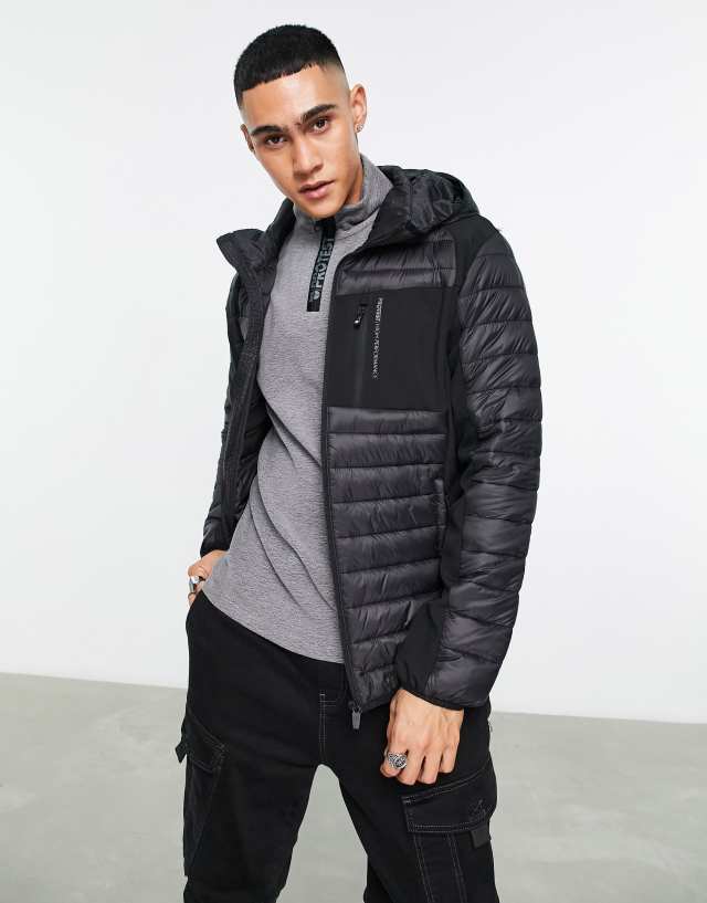 Protest Letton puffer jacket in black with patch pocket