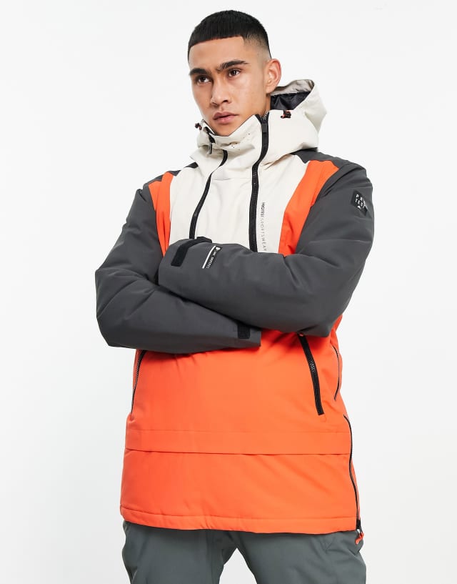 Protest Lostan ski anorak in red white orange color block