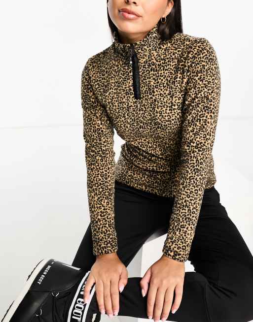 Protest – Prtfuzzy – Base-Layer-Sweatshirt mit Leopardenprint und kurzem Reißverschluss