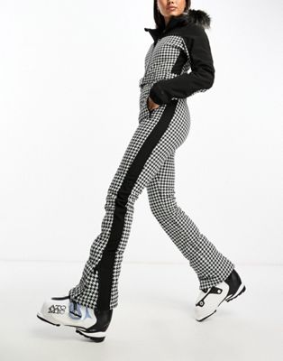 Protest ski suit in black and white houndstooth