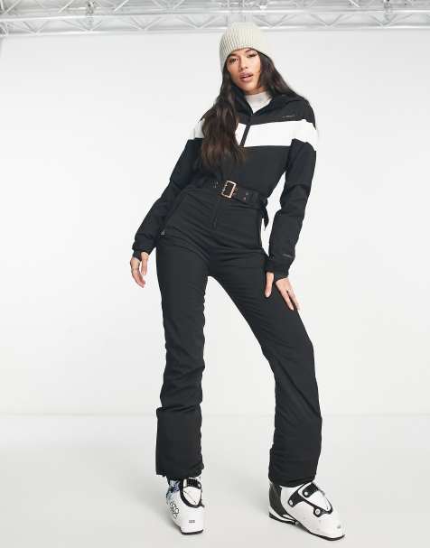 Protest Retro ski suit in black with white stripe - view 1