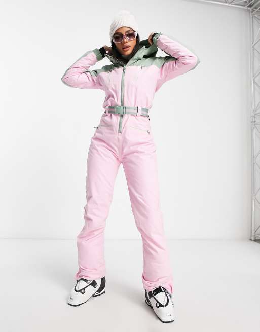 Pink and green store ski suit