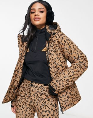 Snowdrops snowjacket in brown leopard print