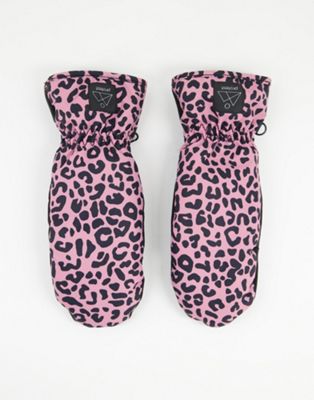 Protest Tanya 21 Leopard mittens in pink - ASOS Price Checker