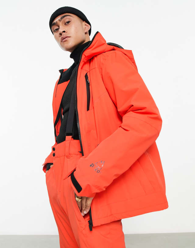 Protest Taupo ski jacket in orange with hood