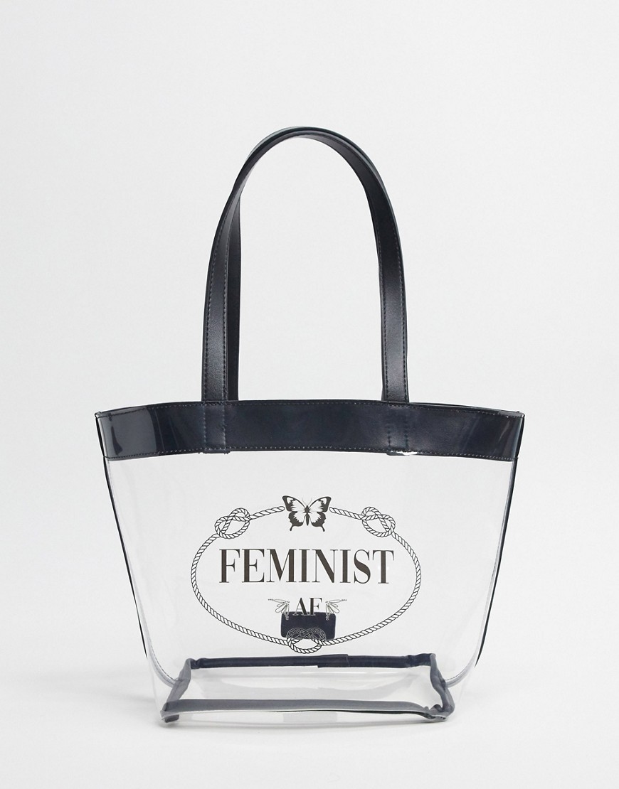 фото Прозрачная сумка-тоут с надписью "faminist af" skinnydip-очистить