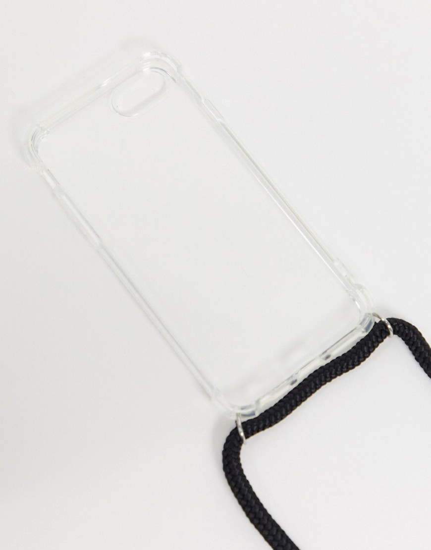 Прозрачный чехол для iPhone 6/7/8 с черным длинным ремешком Typo-Черный