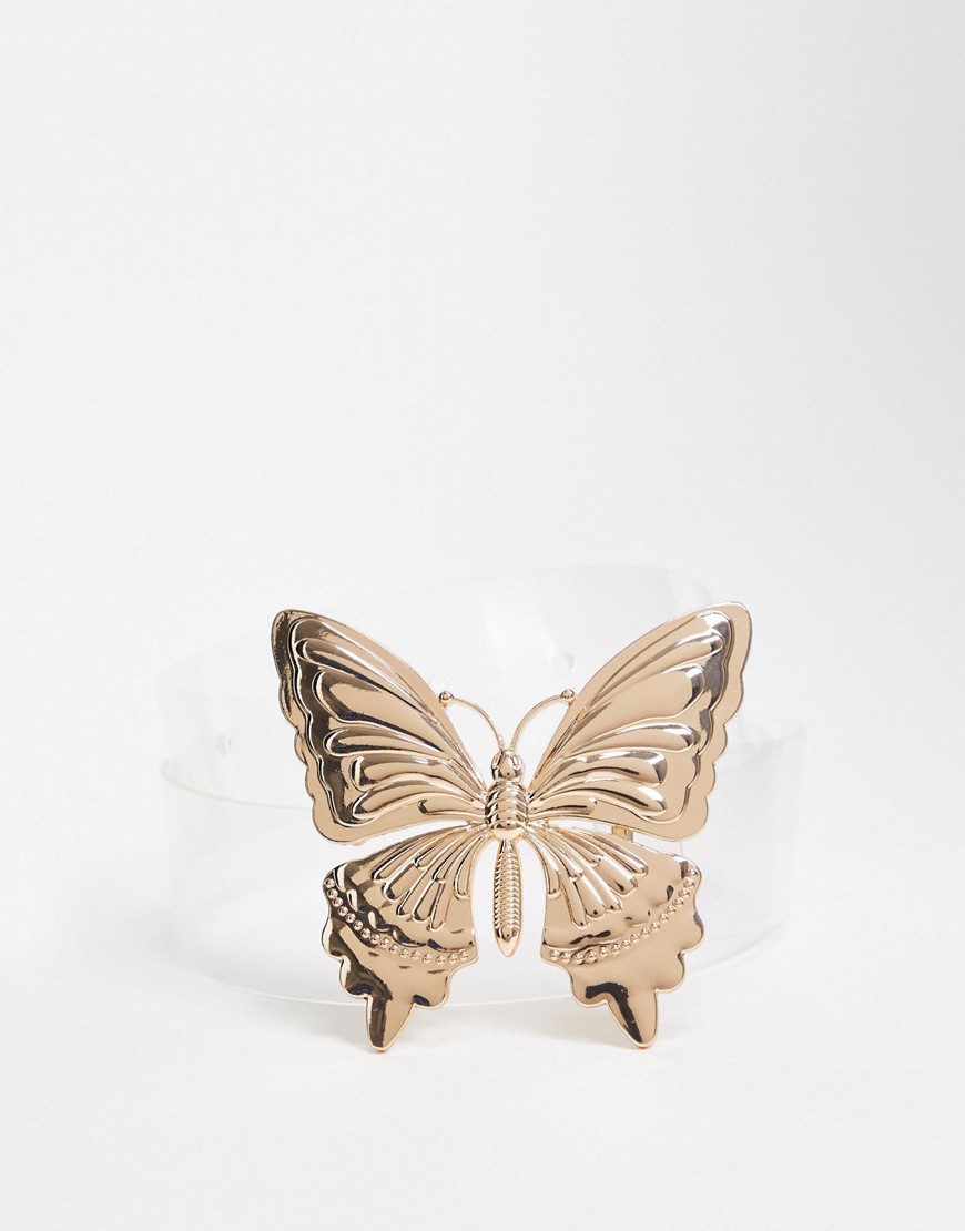 фото Прозрачный ремень на талию и бедра с пряжкой в виде бабочки asos design-очистить