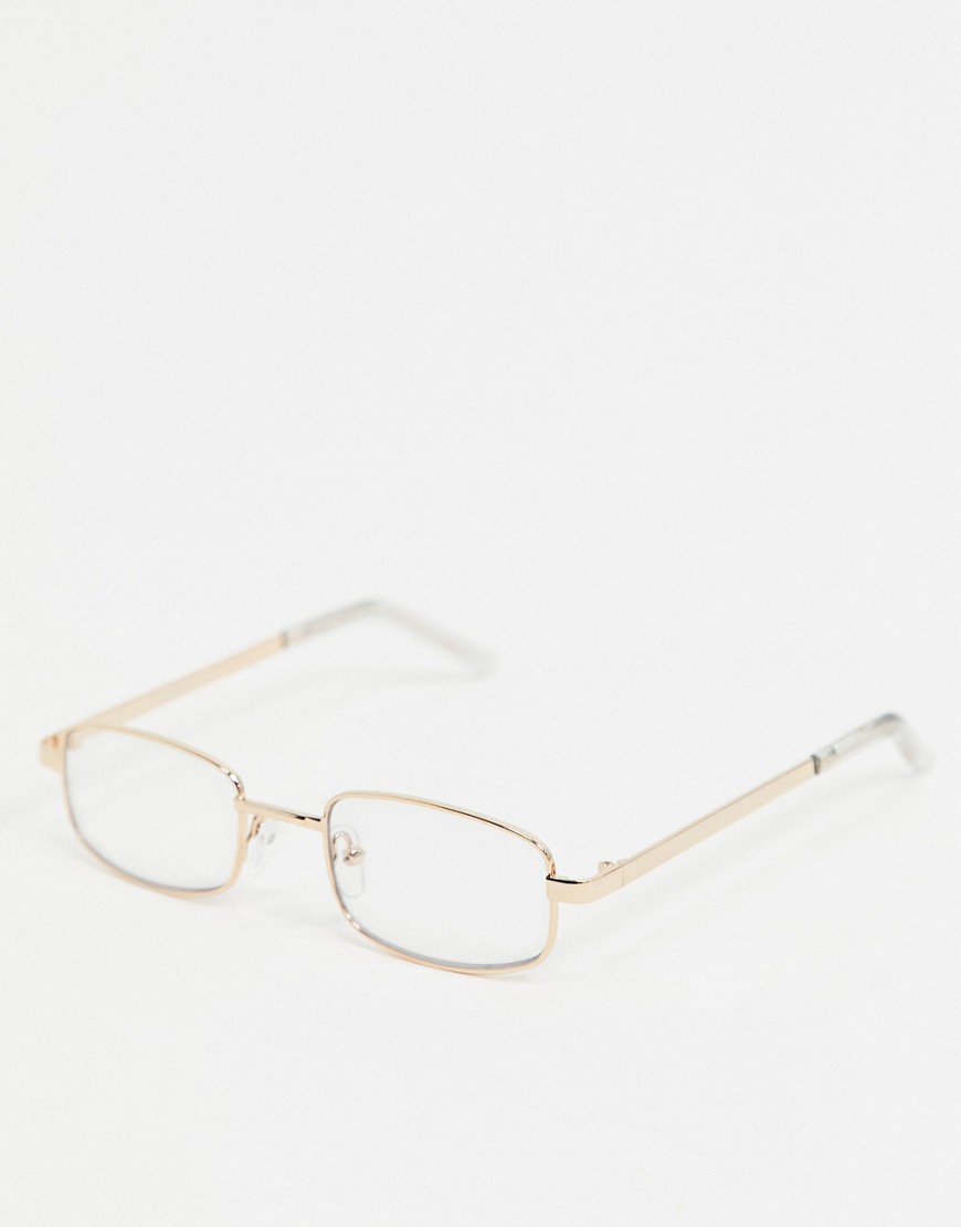 фото Прямоугольные очки с прозрачными стеклами asos design-золотой