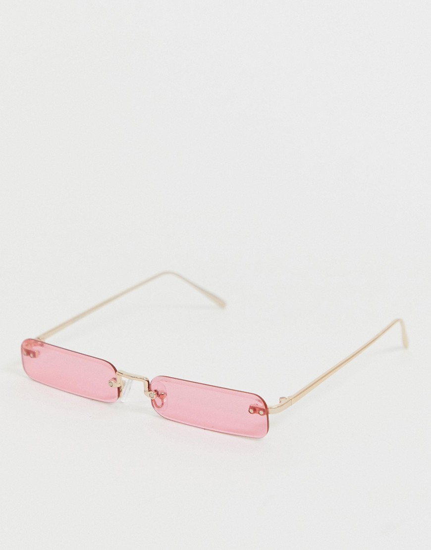 фото Прямоугольные солнцезащитные очки с розовыми затемненными стеклами asos design-розовый