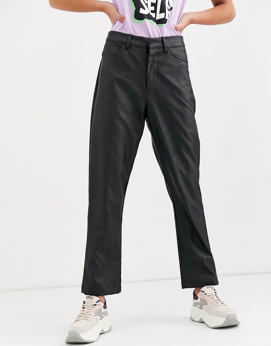 фото Прямые брюки из искусственной кожи daisy street-черный