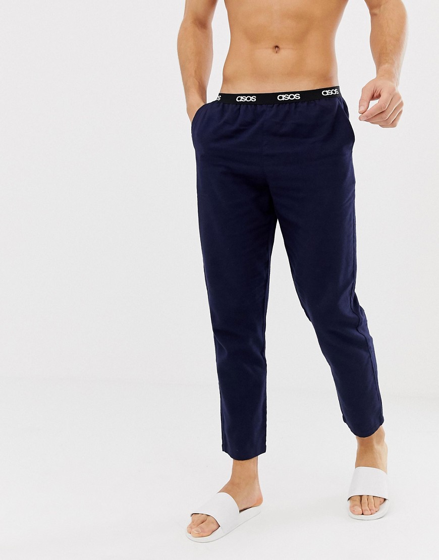 фото Прямые пижамные брюки темно-синего цвета asos design-мульти