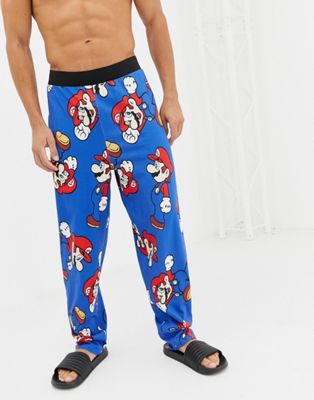фото Прямые пижамные штаны с принтом "super mario" asos design-синий