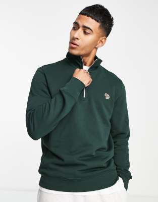 PS Paul Smith 1/4 zip logo sweatshirt in dark green