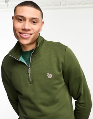 Ps By Paul Smith 1/4 Zip Sweatshirt In Khaki-green