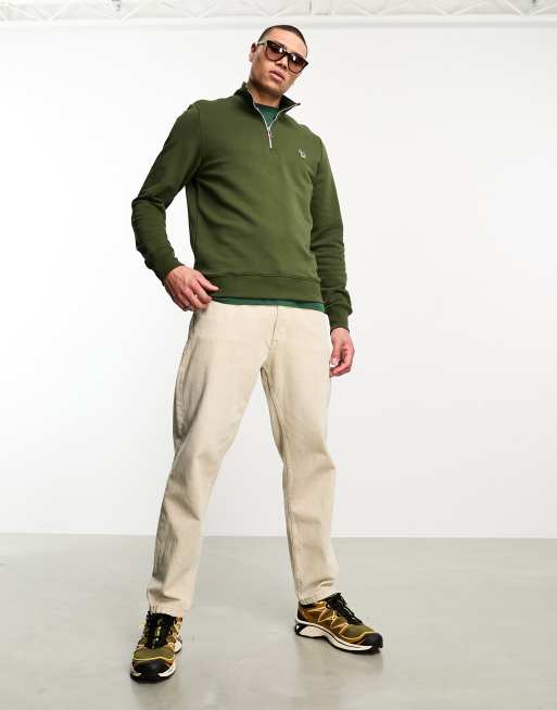 PS Paul Smith 1 4 zip sweatshirt in khaki ASOS