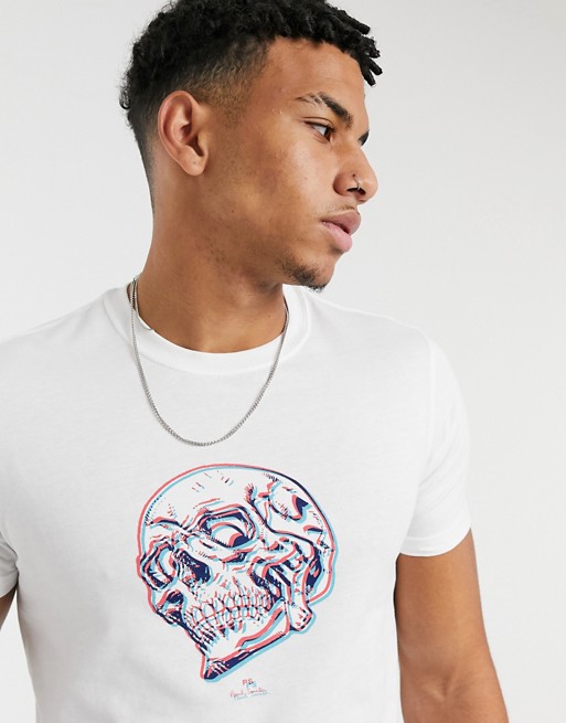 PS Paul Smith 3D skull print slim fit t-shirt in white