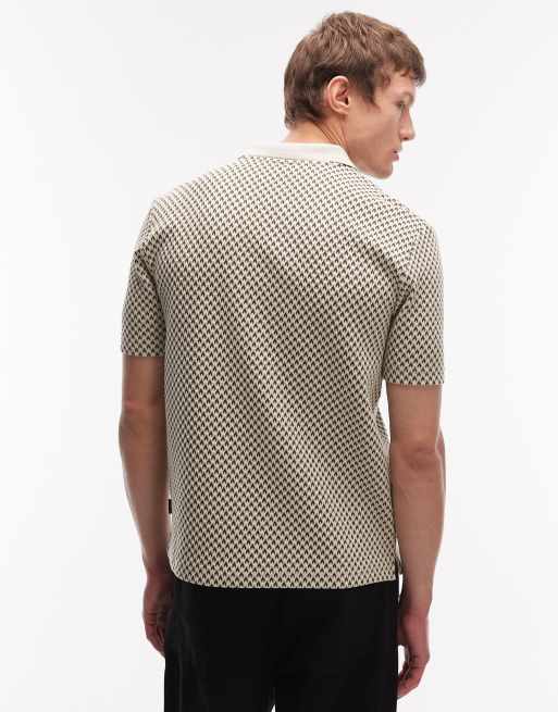 PS Paul Smith – Beige, jacquardstickad skjorta med korta ärmar, 3 av 5