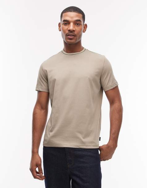PS Paul Smith - Beige T-shirt i regular fit med stribet krave - view 1