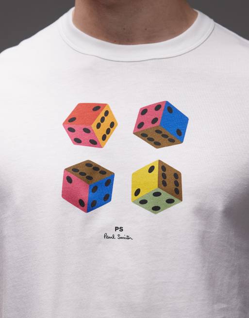 PS Paul Smith – Biały T-shirt z nadrukiem kości do gry, 5 z 5