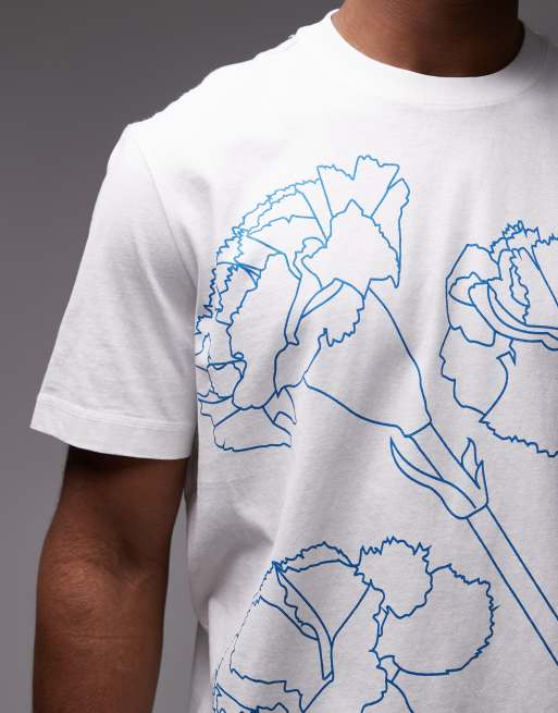 PS Paul Smith – Biały T-shirt z rysunkowym motywem kwiatowym, 5 z 5