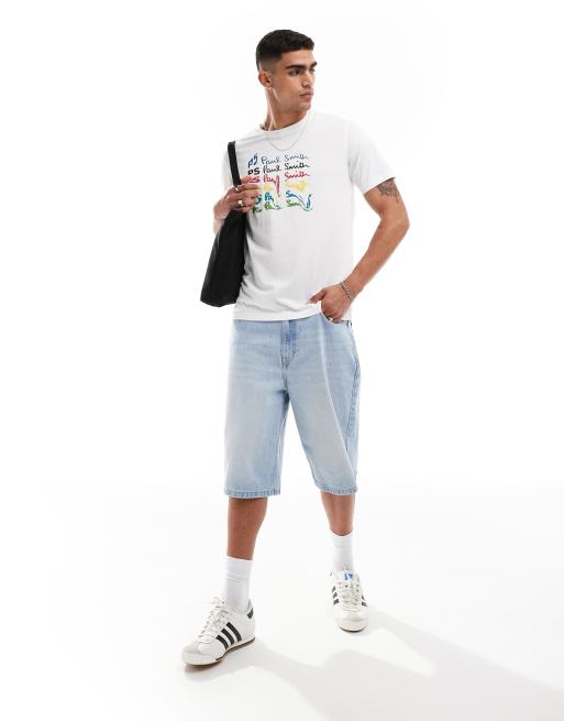 PS Paul Smith – Biały T-shirt z tęczowym nadrukiem logo, 4 z 4