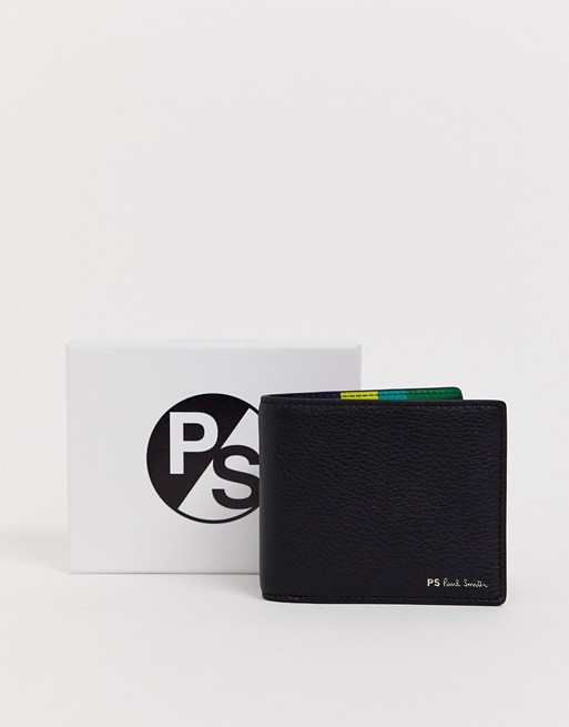 PS Paul Smith billfold leather wallet with stripe in black