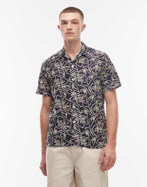PS Paul Smith - Camicia blu navy con fiori ricamati - view 1