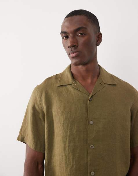 PS Paul Smith - Camicia casual a maniche corte in lino kaki - view 1