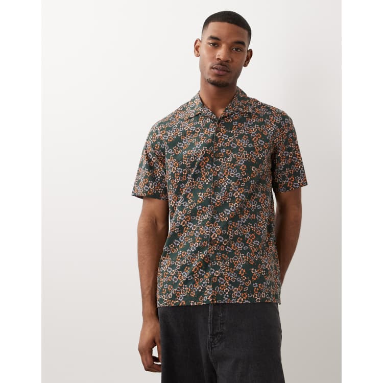 Camicie da uomo a maniche corte con bottoni a maniche corte con stampa aliena verde casual vestibilità ampia estiva camicie da spiaggia camicie da uomo camicie, Nero , S