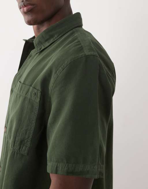 PS Paul Smith - Camicia casual a maniche corte verde scuro, 4 di 5