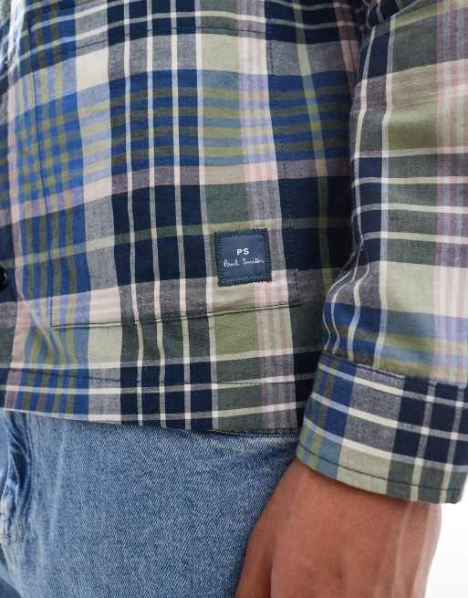 PS Paul Smith - Camicia giacca casual blu a quadri, 4 di 4