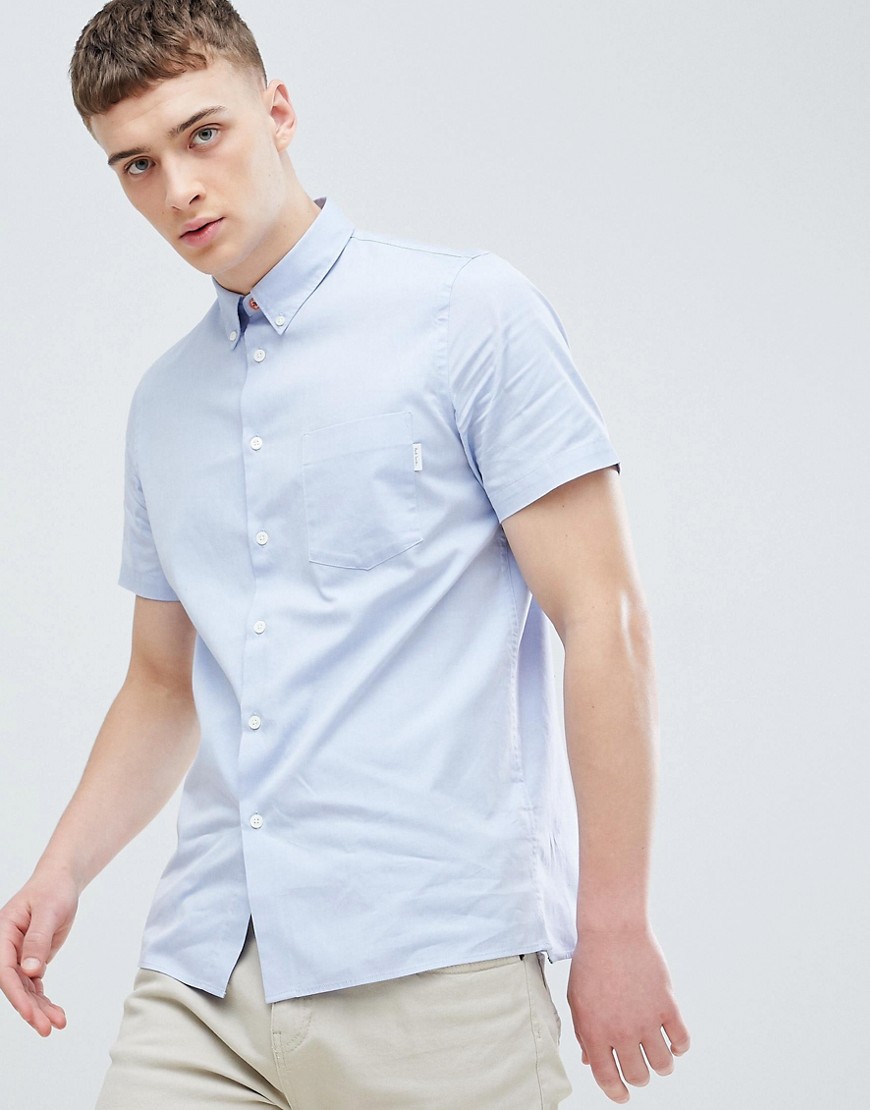 PS Paul Smith - casual fit - blå skjorte med lomme og korte ærmer
