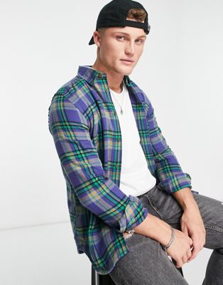 PS Paul Smith check long sleeve shirt in blue and green